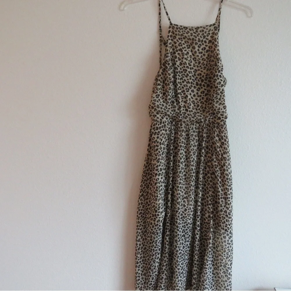Abercrombie & Fitch Women Animal Print Strappy Chiffon Lined Maxi Dress S M